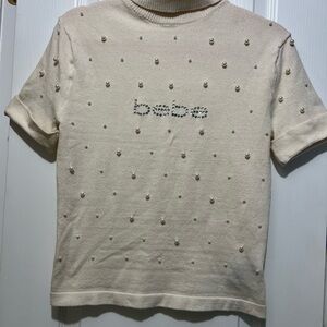 bebe Cream Pearl Embellished Blouse
